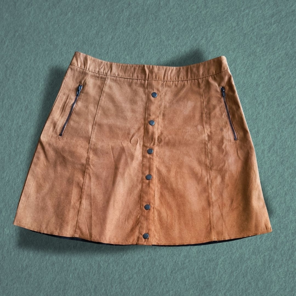 Double Zero Brown Mini Skirt with Button Detail